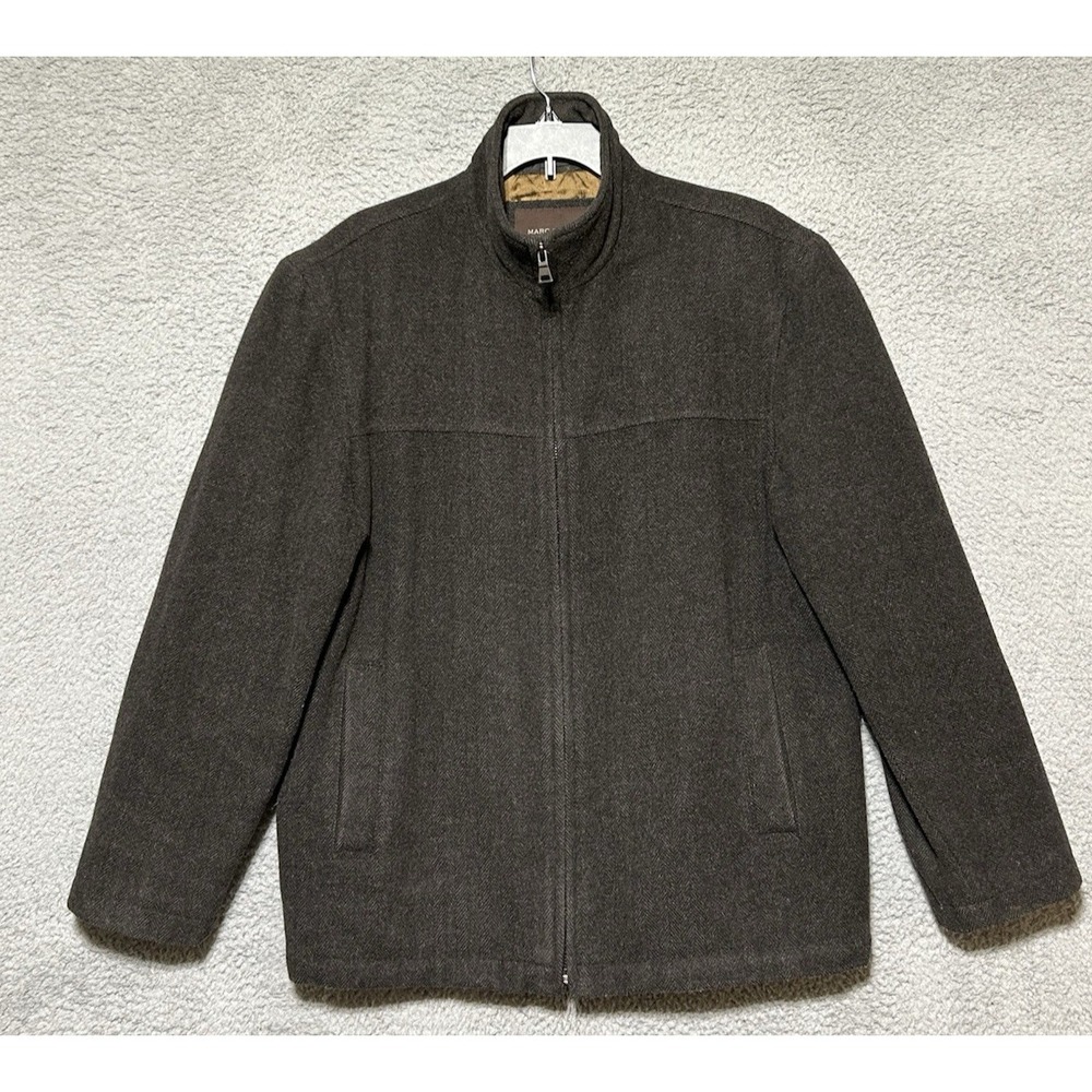 Andrew Marc New York Men's Wool Coat Size Medium Brown Herringbone